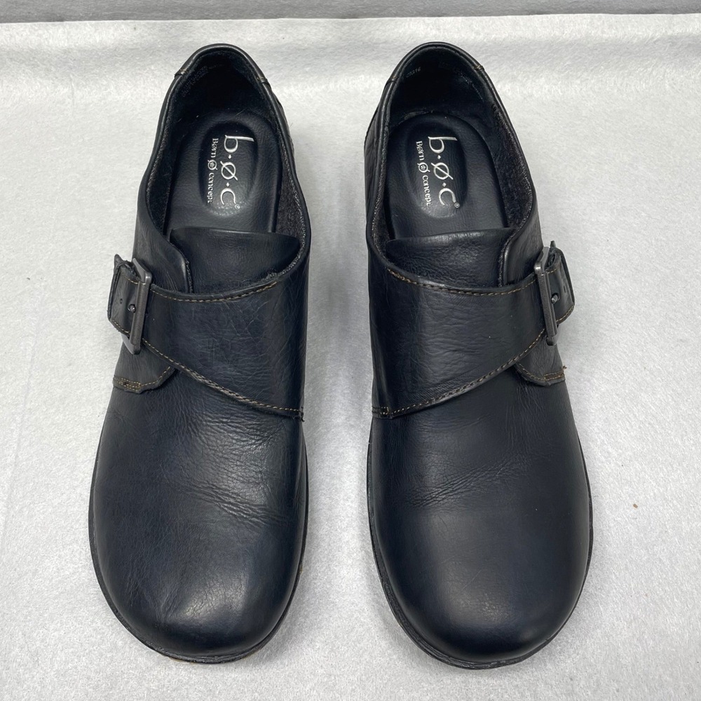 b.o.c. Born Concept Clogs Womens 11M Black Leather Buckle Slip On Mules CIG16